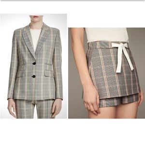 Maje suit set - plaid/check jacket blazer & skort in size S (US 4/EU 36)